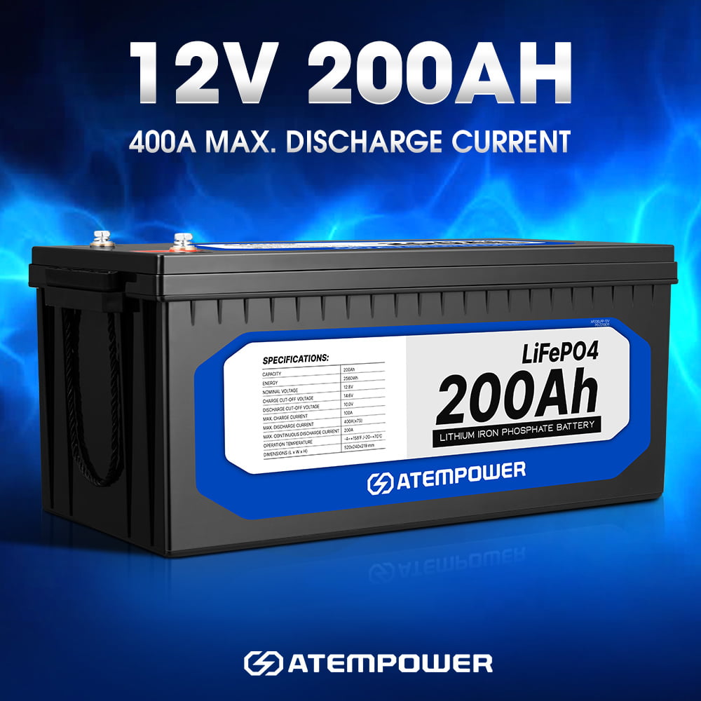 ATEMPOWER 12V 200Ah Lithium Battery LiFePO4 Deep Cycle Marine 4WD ...